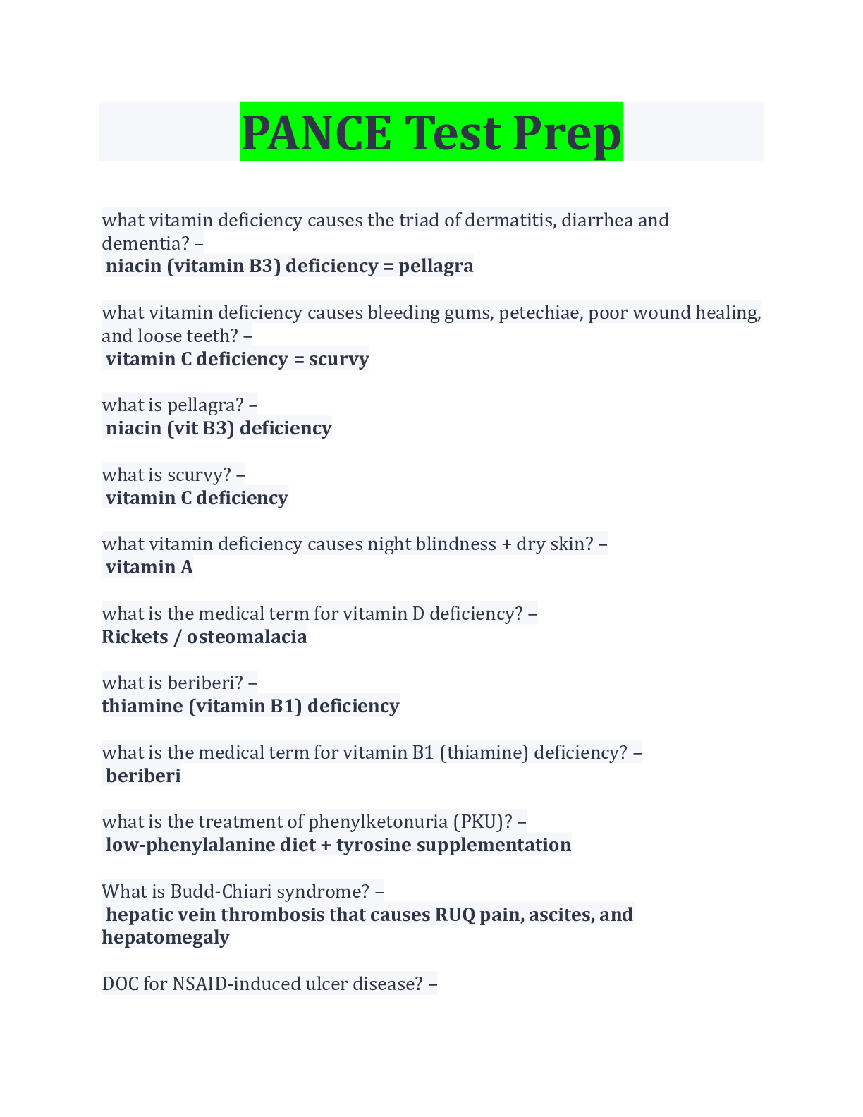 Preview image for PANCE Test Prep Questions And Answers( With Complete top Solution Rated A+)